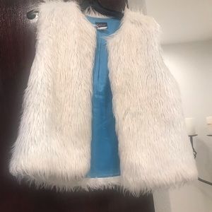 Nally & Millie white faux fur vest